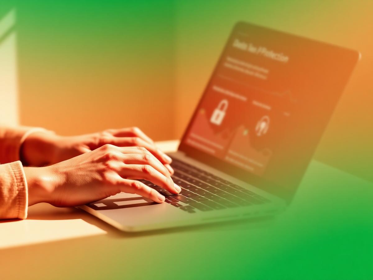 Hands working securely on a laptop, representing data protection and compliance